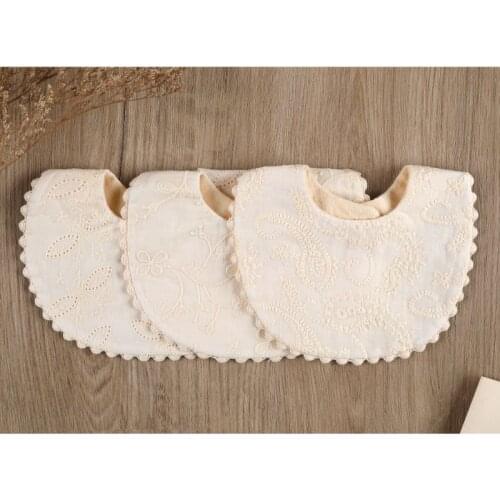Baby Girls Bibs Newborn Embroidery Floral Princess Cotton Bandana Bibs Feeding Saliva Towel