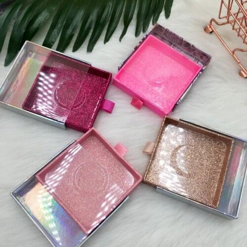Square Sliding Box 10pcs/lot Pink Glitter Rose Gold Glitter Holographic Box Fit 25mm 27mm 30mm Mink Eye Lashes