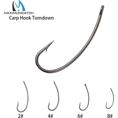 Maximumcatch 20pc Carp Fishing Hook High Carbon Steel 2 #4 #6 #8 Carp Fishing Hair Rigs Turndown