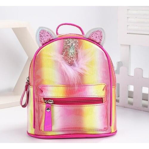 Cartoon cute color hair unicorn mini backpack kindergarten school bag baby backpack