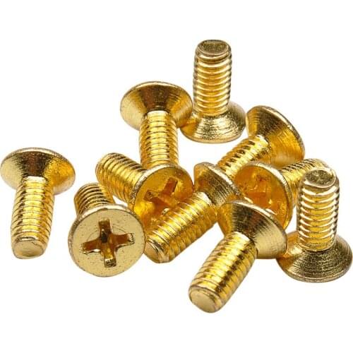 Musiclily Pro Stainless Steel 4mm Countersunk Screws for Strat Tremolo Bridge Block or LP Pickguard Bracket, Gold (Set of 10)