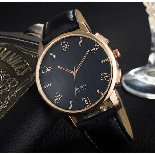 YAZOLE Special Arabic Numeral Dial Quartz Movement Fashion Leisure Simple Style Water Resistant Men Watch Relogio Masculino 393