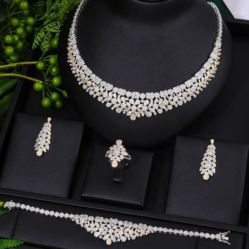 New TASSEL DROP 4pcs African Jewelry Set For Women Party Gift Dubai Jewelry Set Cubic Zircon Nigeria Wedding Jewelry Sets