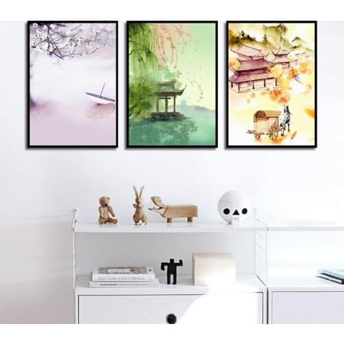 New Chinese Style Ink Artistic Landscape Canvas Painting Living Room Wall Art Pictures Modern Home Decoration Posters and Prints