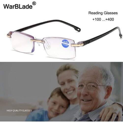 WarBLade Reading Glasses Men Women Rimless Ultra Light Reading Glasses Presbyopia Parents Gift +1.0 +1.5 +2.0 +2.5 +3.0 +3.5+4.0