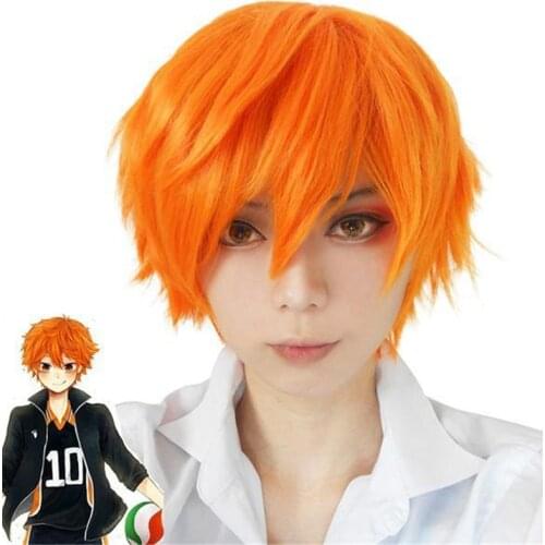 Shoyo Hinata Orange Color Wig Anime Haikyuu Karasuno High School Volleyball Club Cosplay Hair Synthetic Cosplay Wig 20cm