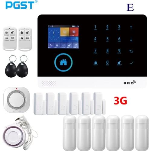 PGST PG-103 Wifi 3G Alarm System Home Security Sensor PIR Motion Sensor Fire Smoke Detector Support IOS Android APP Control