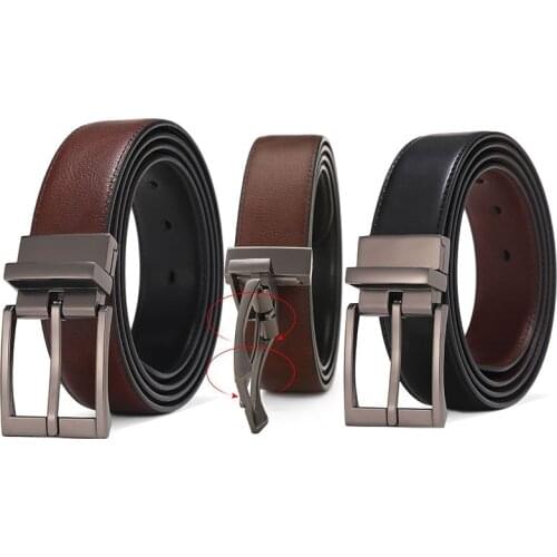 Men Reversible Casual High Quality Belt Man Genuine Leather Belt Male Strap Luxury Trouser Jeans Dress Belt Use on Both Sides