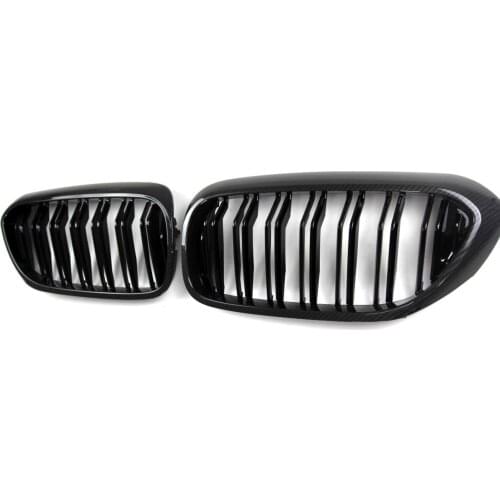 Front Bumper Grill For BMW 5Series G30 G31 G38 530i 540i 2017-2018 ABS Dual Line Carbon Black Replacement Front Kidney Grille