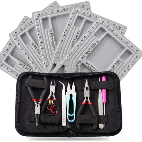 2021 DIY Bracelet Necklace Beaded Jewelry Gray Flocking Bead Board Making Storage Box Tray Design Craft Measuring Tool