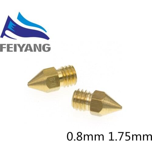 10pcs MK7 MK8 Nozzle 0.6mm 0.8mm Copper 3D Printers Parts Extruder Threaded 1.75mm M6 Filament Head Brass Nozzles Part