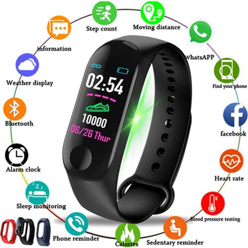 2021 M3 Sports Fitness Bracelet Heart Rate Blood Pressure Smartwatch Men Women Bluetooth Smart Watches For iPhone Xiaomi Android