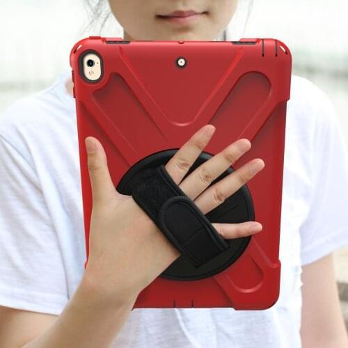 Heavy Duty Armor Coque for iPad Air 2 9.7'' Case A1566 A1567 360 Rotation Hand Strap Silicon PVC Cover for iPad Air 2 Kids Case