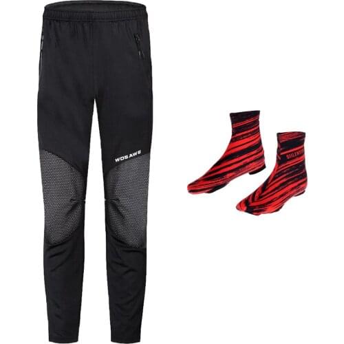 Waterproof Cycling Shoes Cover Overshoes for 41-46 Shoes & Cycling Riding Long Pants Tights Cycle Reflective Trouser for Men