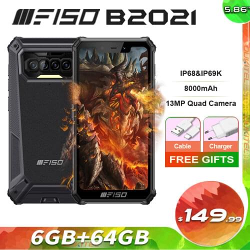 F150 B2021 6GB+64GB IP68 Waterproof Rugged Smartphone 8000mAh 5.86'' Helio G25 Octa Core 13MP Quad Camera Mobile Phone