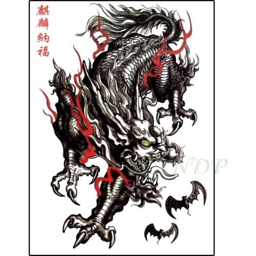 Waterproof Temporary Tattoo Sticker Chinese Dragon Kylin Pattern Fake Tatto Flash Arm Tatoo Body Art for Women Men