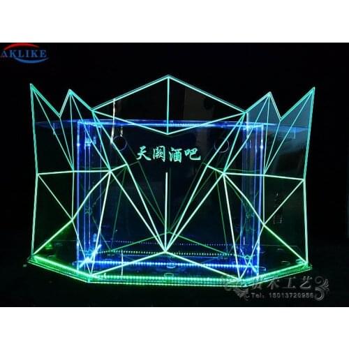 High Quality Acrylic DJ Table Equipment AKLIKE Bar Dj booth Dynamic LED Light Facade Mixer Controller Display Customized Dj Desk