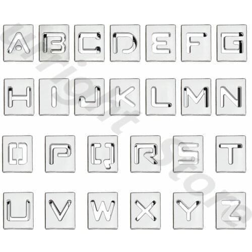 Jewelry for Women Kids Men Charms Bracelet Necklace Key Chain Pet Collar 130pc A-Z Inner size 8mm Square Hollow Slider DIY