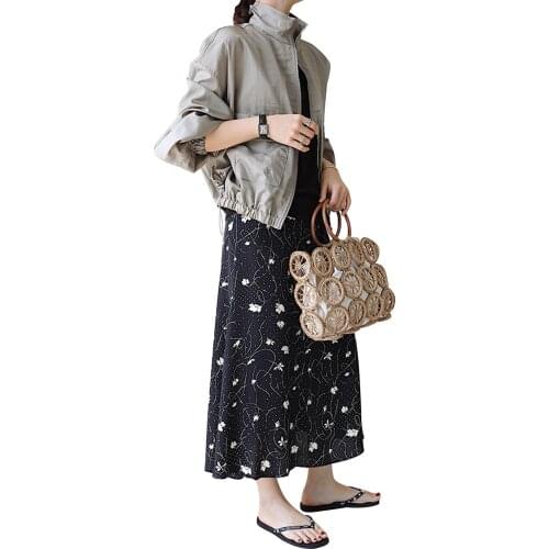 Ladies Casual Handbag Girls Hand-woven Beach Bag with Inner Pocket French Retro Tashion Woven Bag Shopping Holiday Beach Bag