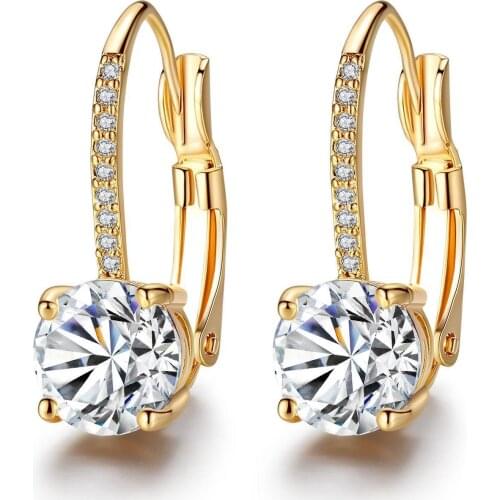 Stud Earrings New Romantic Lovely Clear Stone Round Shape Convenient Simple Copper Cubic Zirconia For Women Party