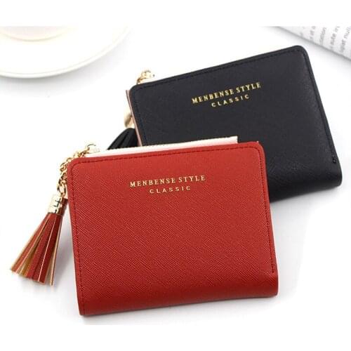 2021 Tassel Women Wallet Small Cute Wallet Women Short Leather Women Mini Wallets Zipper Purses Portefeuille Female Purse Clutch
