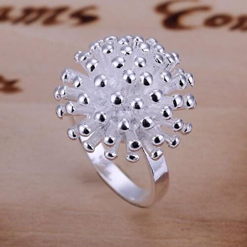 2020 Hot Silver color fireworks finger ring size 6-10 # fashion party jewelry for woman of good quality Factory Outlet