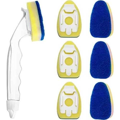 1PC Kitchen Cleaning Brush Scrubber Bowl Dish Washing Sponge with Refill Liquid Soap Dispenser Kitchen Pot Pan Cleaner Tool