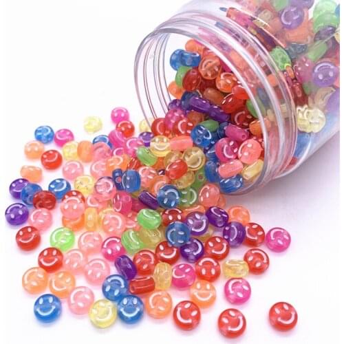 100pcs/Lot 7x4mm Oval Shape Acrylic Spaced Beads Smiley Beads For Jewelry Making DIY Charms Bracelet Necklac#13