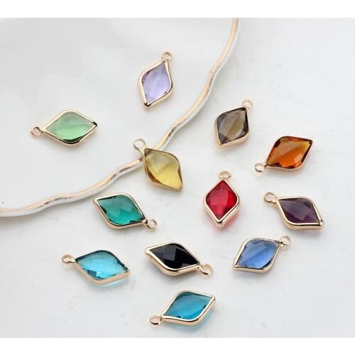 12pcs/lot Shuttle shape Crystal Charms Beads 18*10MM For Glass Living Memory Locket DIY Necklace Bracelet Accessories