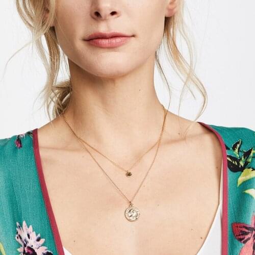 2018 Fashion Queen one layer Head Big Disc Pendant Necklace Women