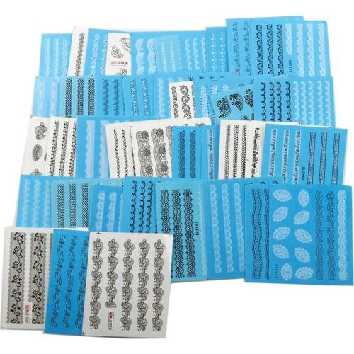 40 Sheets Water Transfer Nail Sticker Random Black White Color Flower Lace Series DIY Fashion Wraps Tips Manicure Tools
