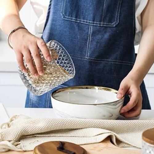 Diamond Glass Jar with Wooden Lid Handle Coffee Tea Storage Tank Can Container