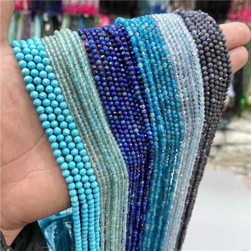 High Quality Natural Ruby Sapphire Aquamarine 2 3mm Small Round Section Stone Loose Bead For Jewelry Makng DIY Necklace Bracelet