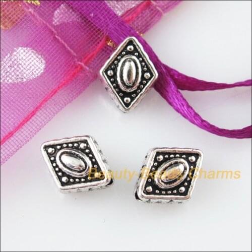 New 30Pcs Tibetan Silver Color Lozenge Eye Spacer Beads Charms 8x10.5mm