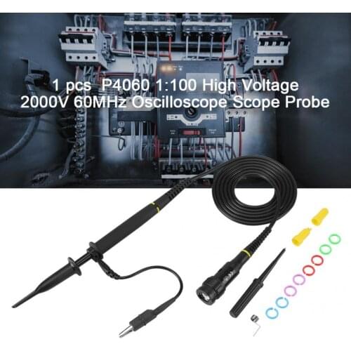 Digital Oscilloscope Probe P4060 100:1 High Voltage 2KV 60MHz Bandwidth for Oscilloscope owon lilliput BNC Connector Probe 1.2M
