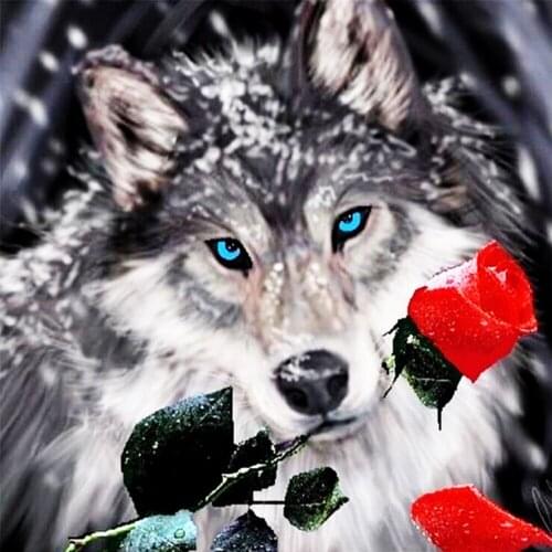 Dpsprue 5D Diamond Painting Full Square/Round Flower Wolf Pictures Of Rhinestones Diamond Embroidery Diamond Mosaic Gift HL102