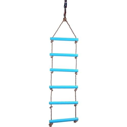Indoor & Outdoor Playhouse 6 Rungs Rope Climbing Ladder Tree House Accessories Park Toy Blue