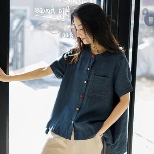 Johnature Blouses With Sleeves