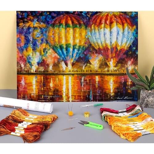 Oil Painting Style Balloons Printed Canvas 11CT Cross-Stitch Kit DIY Embroidery DMC Threads Knitting Handmade Gift