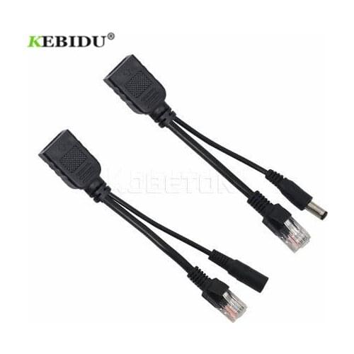 Kebidu 1 Pair Tape Power Over Ethernet POE Adapter switch Cable RJ45 Poe Splitter Injector 5V 12V 24V 48V Separator Combiner