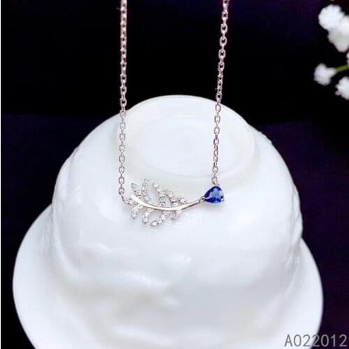 KJJEAXCMY fine jewelry natural sapphire 925 sterling silver luxury girl new pendant necklace chain support test hot selling