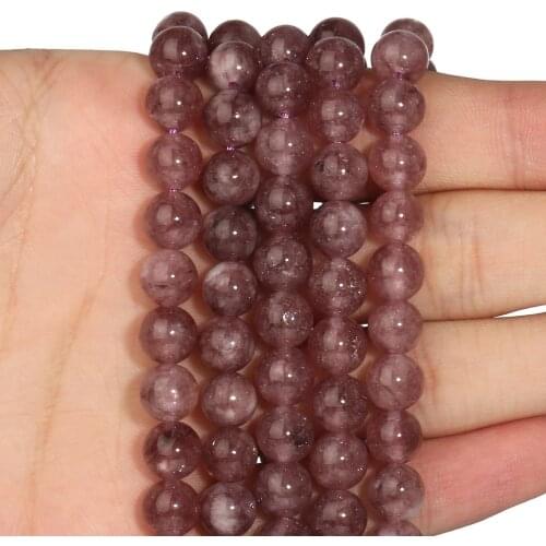 Natural Stone Beads Round Lepidolite Loose Spacer Beads For Jewelry Making DIY Charm Bracelet Necklace 4/6/8/10/12mm 15inche