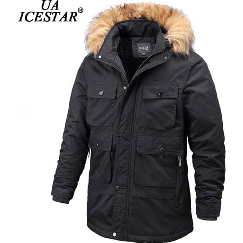 UAICESTAR Men Winter Jacket Parkas Coat Fashion Thicken Windproof Outdoor Military Warm Jackets Casual Multiple Pockets Men Coat