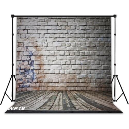 LB Polyester & Vinyl Vintage Shabby Wood Board White Brick Wall Newborn Baby Backgrounds For Photo Studio Photography Backdrops