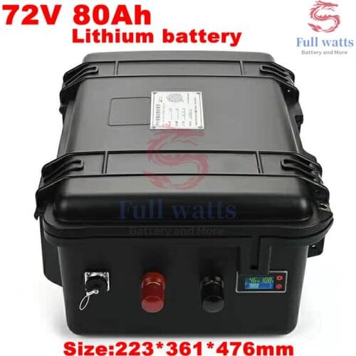 72V 80Ah Lithium Battery with BMS and Capacity Display for Solar Energy Storage Caravan Autocaravans Sightseeing Car + 5A Charge
