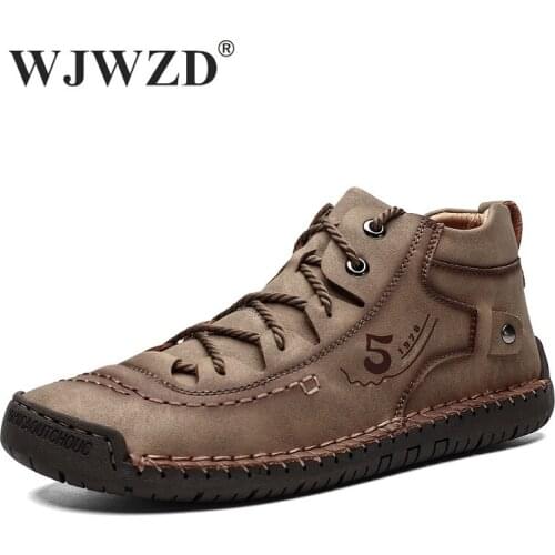 Mens Vintage Ankle Boots Leather Classic Mens Casual Boots Outdoor Mens Designer Boots Comfortable Moccasion Bota Masculina