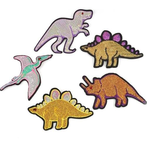 Sweet Son Daughter Gift Patch Children Clothing Diy Sequins Jurassic Dinosaur Iron on Patch for Boy Girl T-shirt Bag Jeans