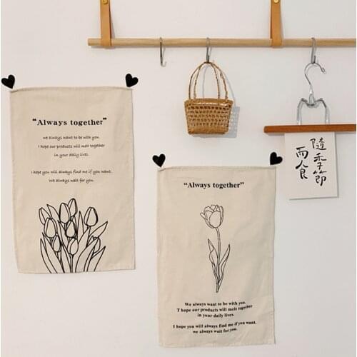 Nordic Ins Cloth Flower Wall Hanging Tapestry Fabric Hand-drawn Wall Tapestry