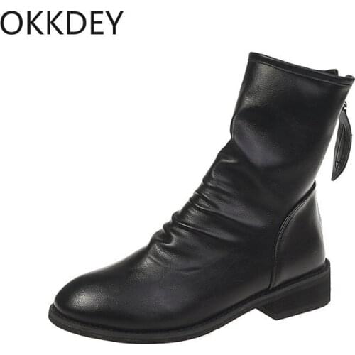 2020 autumn/winter new skinny boots female retro single boot student short boots after zip bare boot girl shoes women