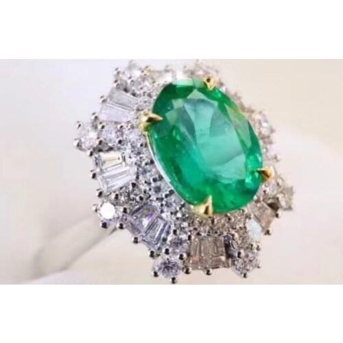 New Natural Green Emerald Gemstone Ring for Women Jewelry Real 925 Silver Certified Natural Gem Engagement Ring Good Gift